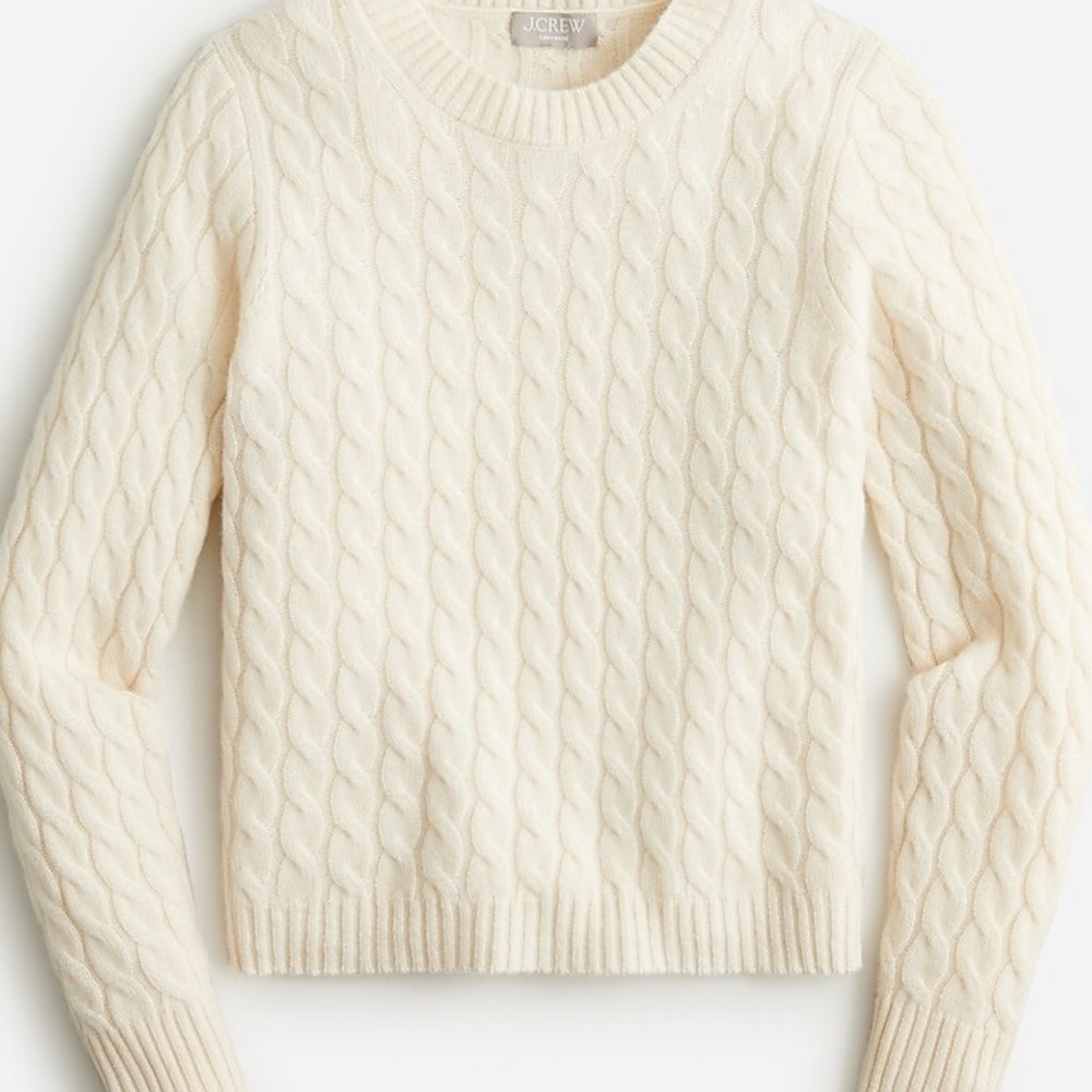 J. Crew Women's Cream Cable Knit Sweater